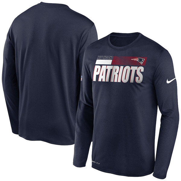 New England Patriots 2020 Navy Sideline Impact Legend Performance Long Sleeve NFL T-Shirt (All Size)